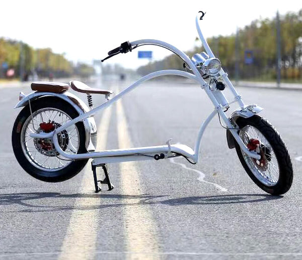 NEW 60V Electric Fat Tire Scooter Chopper Harley Design Cruiser Bike White Frame CLEARANCE LOCAL PICKUP