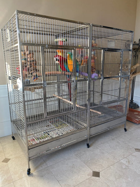XL SUS304 Stainless Steel Double Macaw Parrot Cockatoo Bird