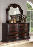 6 Piece Queen Bedroom Furniture Set Bed + 2 Nightstands + Chest + Dresser + Mirror Cherry Finish