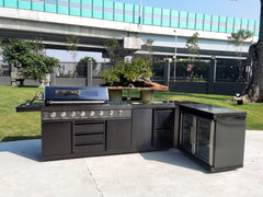 3 Piece 10' Long Marble Top Black Stainless Steel Outdoor BBQ Kitchen – SDI  Factory Direct Wholesale